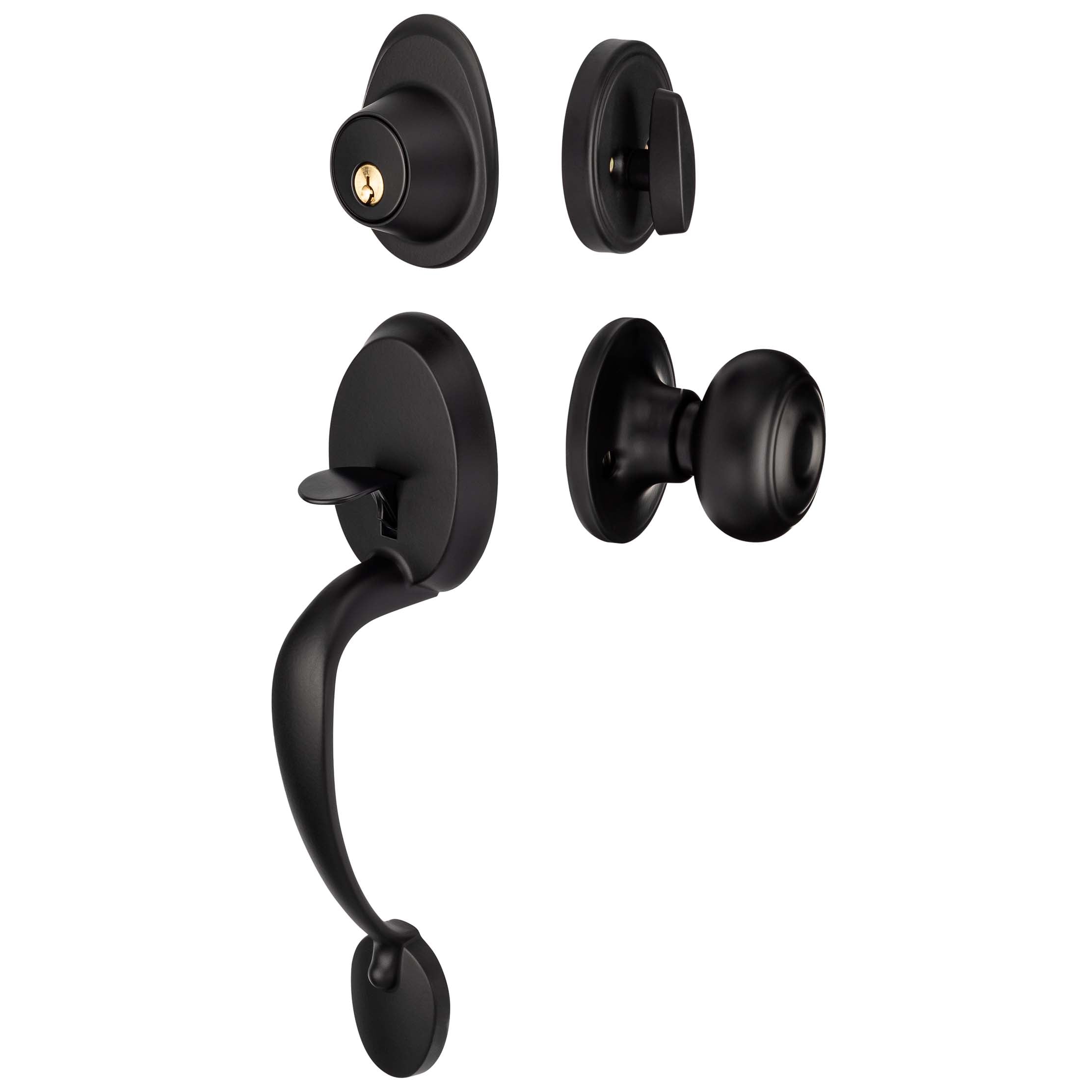 Front Door Handleset With Interior Door Knob Contemporary Style Callista Collection