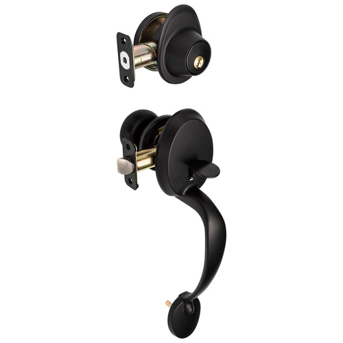 Front Door Handleset With Interior Door Knob Contemporary Style Callista Collection