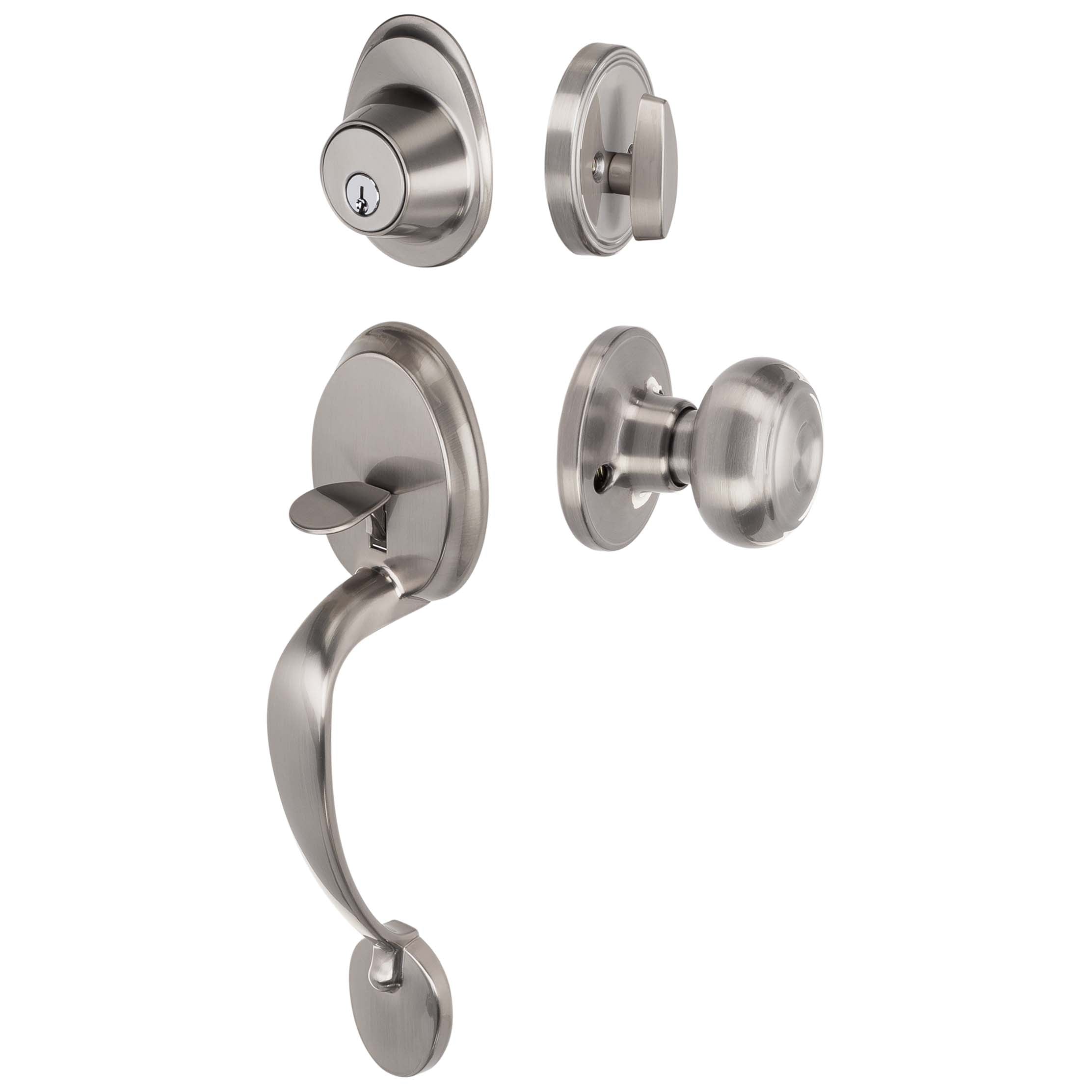 Front Door Handleset With Interior Door Knob Contemporary Style Callista Collection