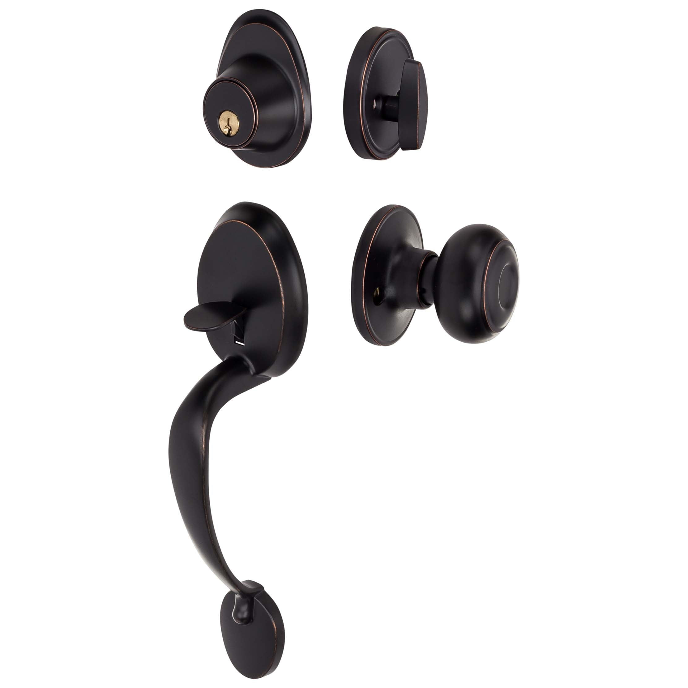 Front Door Handleset With Interior Door Knob Contemporary Style Callista Collection