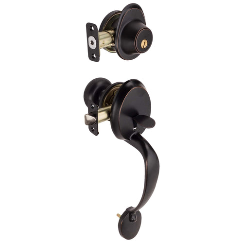Front Door Handleset With Interior Door Knob Contemporary Style Callista Collection