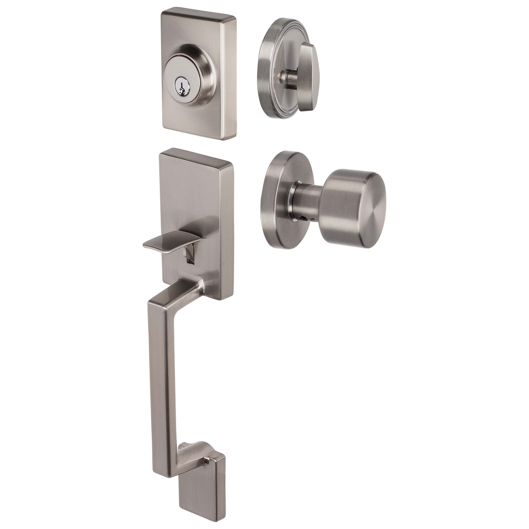 Front Door Handleset With Interior Door Knob Contemporary Style Brooklyn Collection