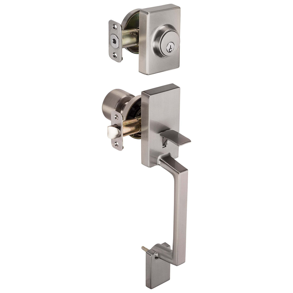 Front Door Handleset With Interior Door Knob Contemporary Style Brooklyn Collection