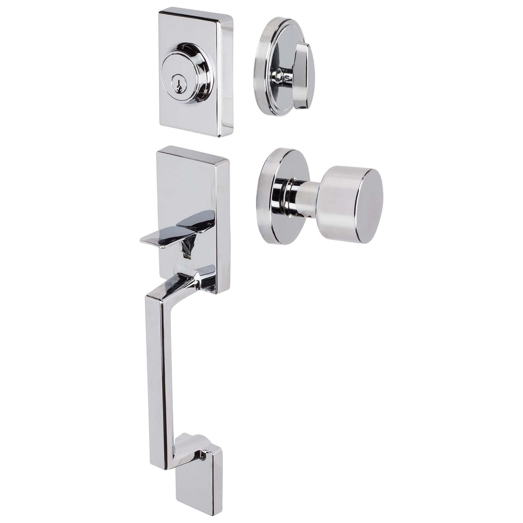 Front Door Handleset With Interior Door Knob Contemporary Style Brooklyn Collection