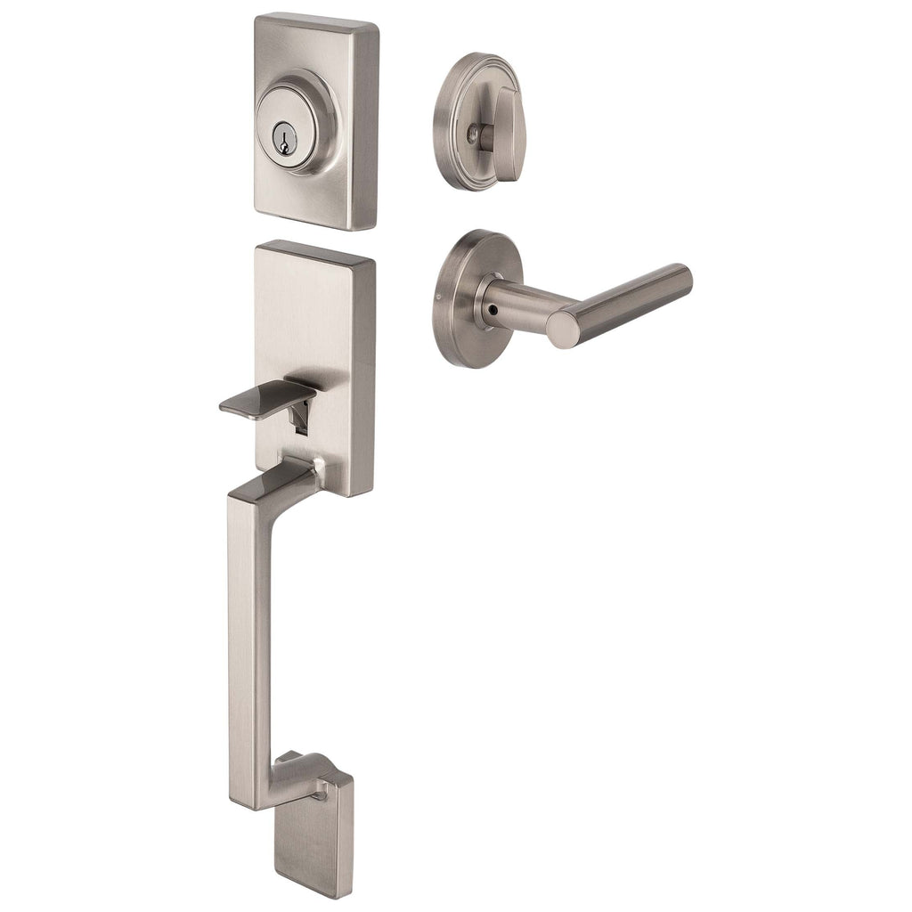 Front Door Handleset With Interior Reversible Lever Contemporary Style Riley Collection
