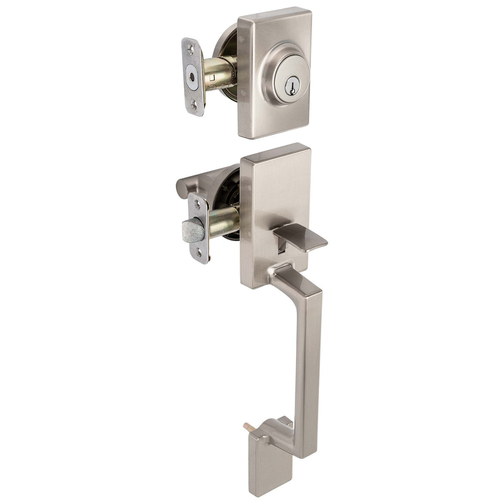 Front Door Handleset With Interior Reversible Lever Contemporary Style Riley Collection