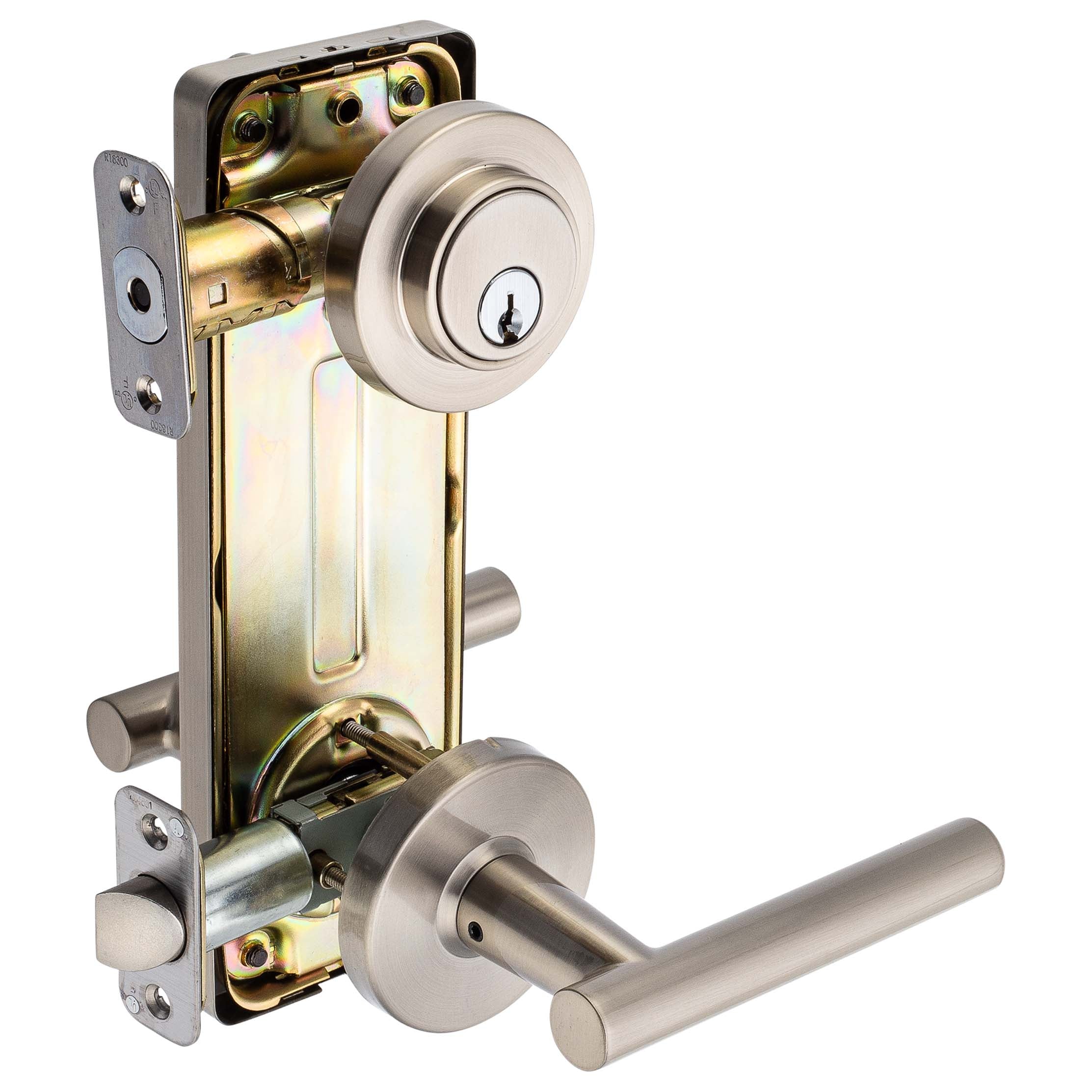 Interconnected Door Lock Reversible Passage Lever, UL Fire Rated, ANSI 2, Contemporary Style Riley Collection