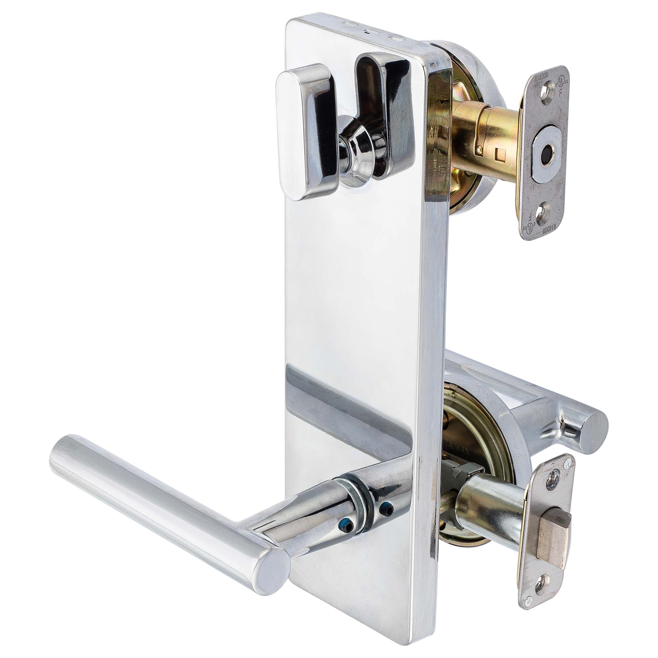 Interconnected Door Lock Reversible Passage Lever, UL Fire Rated, ANSI 2, Contemporary Style Riley Collection