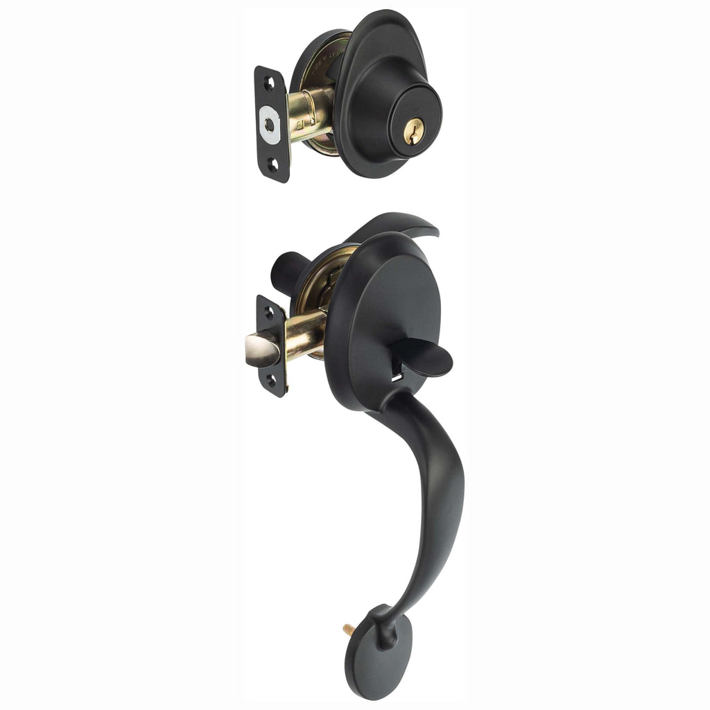 Front Door Handleset With Interior Left Handed Lever Dakota Collection
