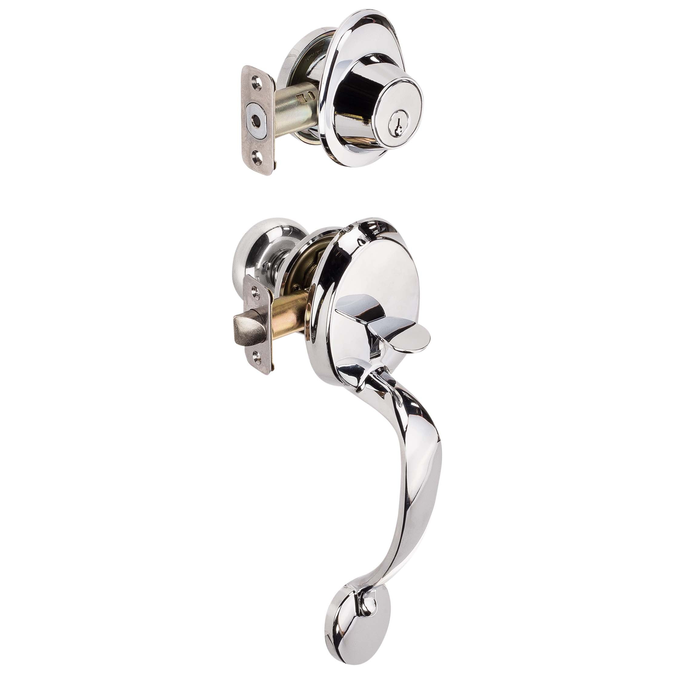 Front Door Handleset With Interior Door Knob Contemporary Style Callista Collection