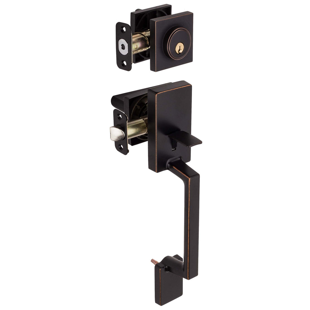 Front Door Handleset With Interior Reversible Lever Contemporary Style Harper Collection
