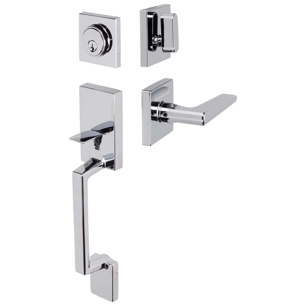 Front Door Handleset With Interior Reversible Lever Contemporary Style Harper Collection