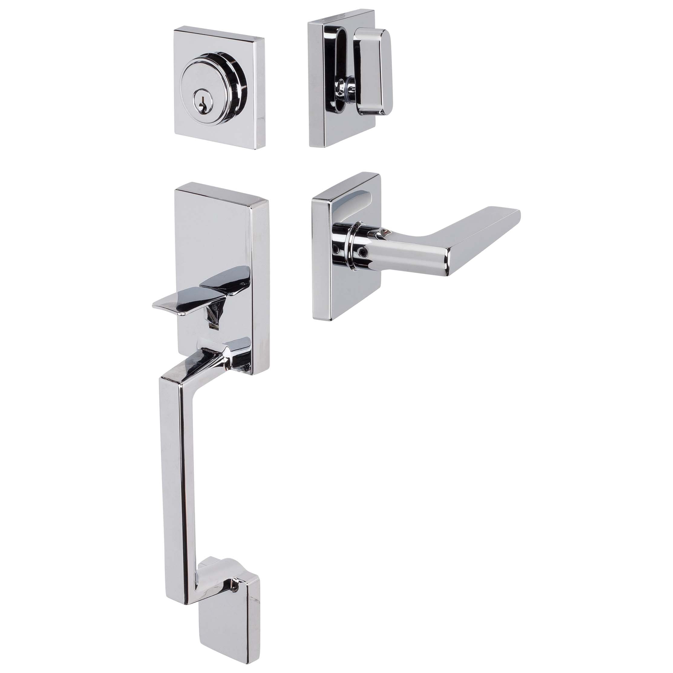 Front Door Handleset With Interior Reversible Lever Contemporary Style Harper Collection