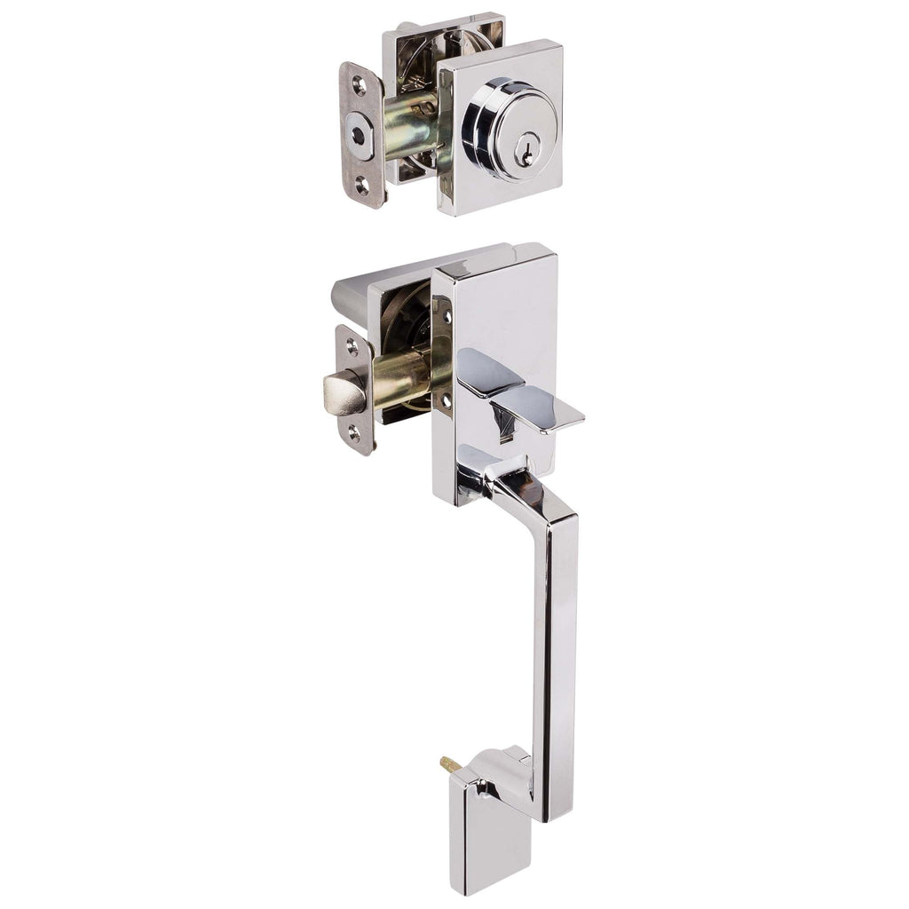 Front Door Handleset With Interior Reversible Lever Contemporary Style Harper Collection