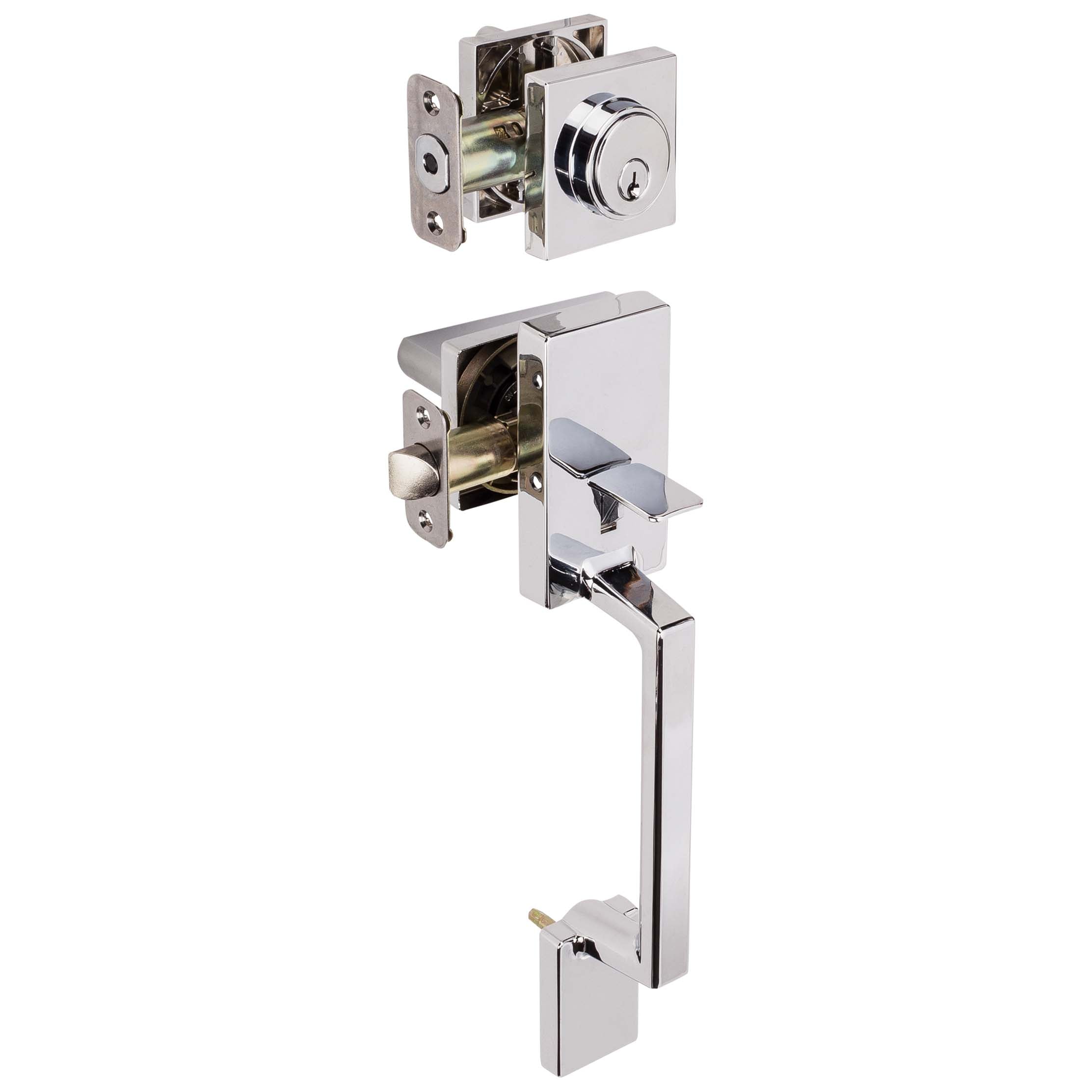 Front Door Handleset With Interior Reversible Lever Contemporary Style Harper Collection