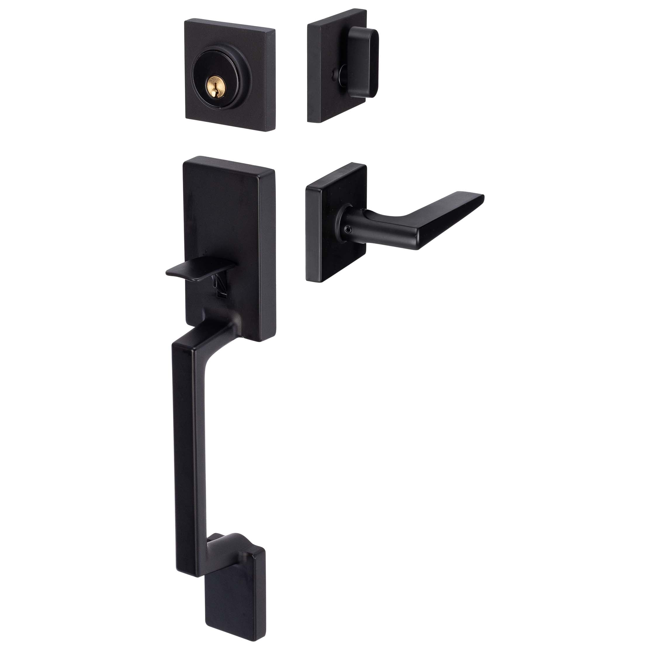 Front Door Handleset With Interior Reversible Lever Contemporary Style Harper Collection