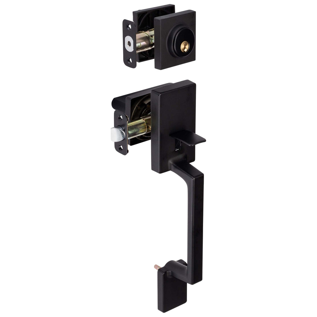 Front Door Handleset With Interior Reversible Lever Contemporary Style Harper Collection