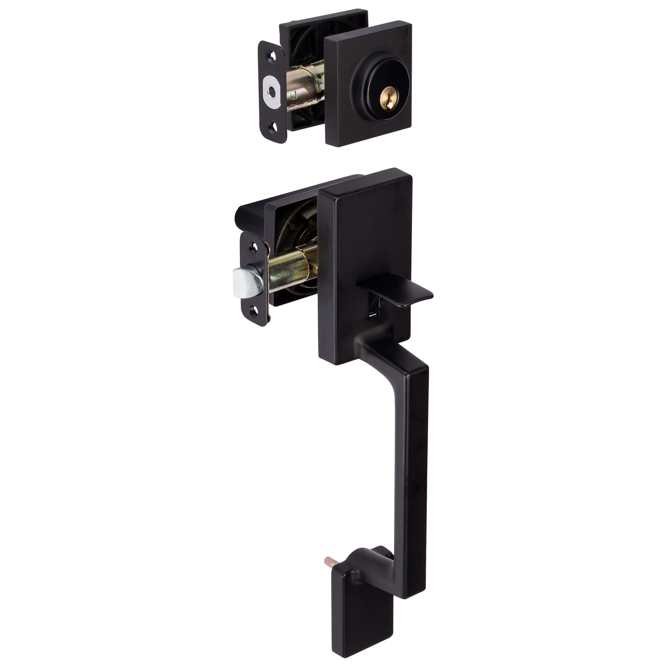 Front Door Handleset With Interior Reversible Lever Contemporary Style Harper Collection